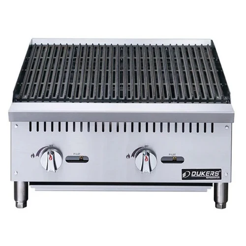 Dukers DCCB24 Gas Countertop Charbroiler, Radiant, 2 Burners, 24" - Image 2