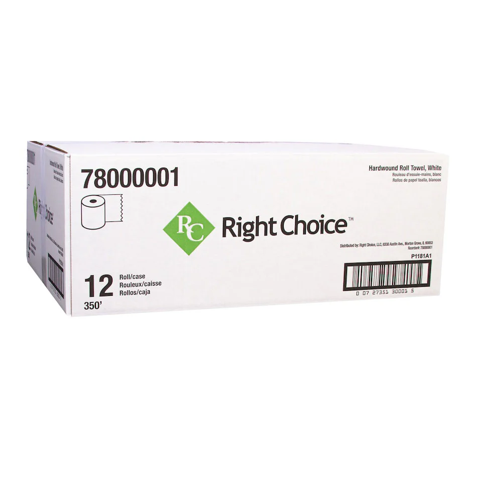 Right Choice Hardwound Roll Towel, White, 350 ft., Case of 12 - Image 2