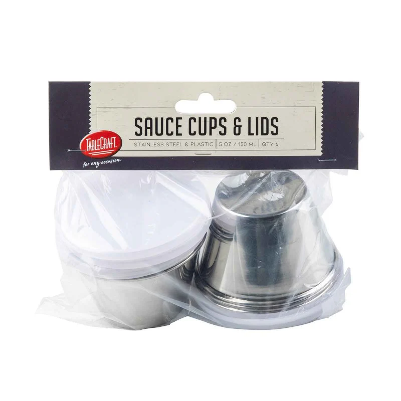 Tablecraft 10773 Stainless Steel Ramekin w/ Lid, 5 oz., Pack of 6 - Image 2