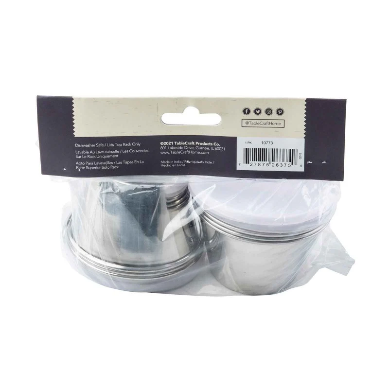 Tablecraft 10773 Stainless Steel Ramekin w/ Lid, 5 oz., Pack of 6 - Image 3