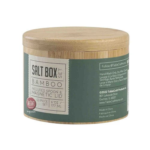 Tablecraft 11158 Round Bamboo Salt Box, with Spoon, 6 oz. - Image 4