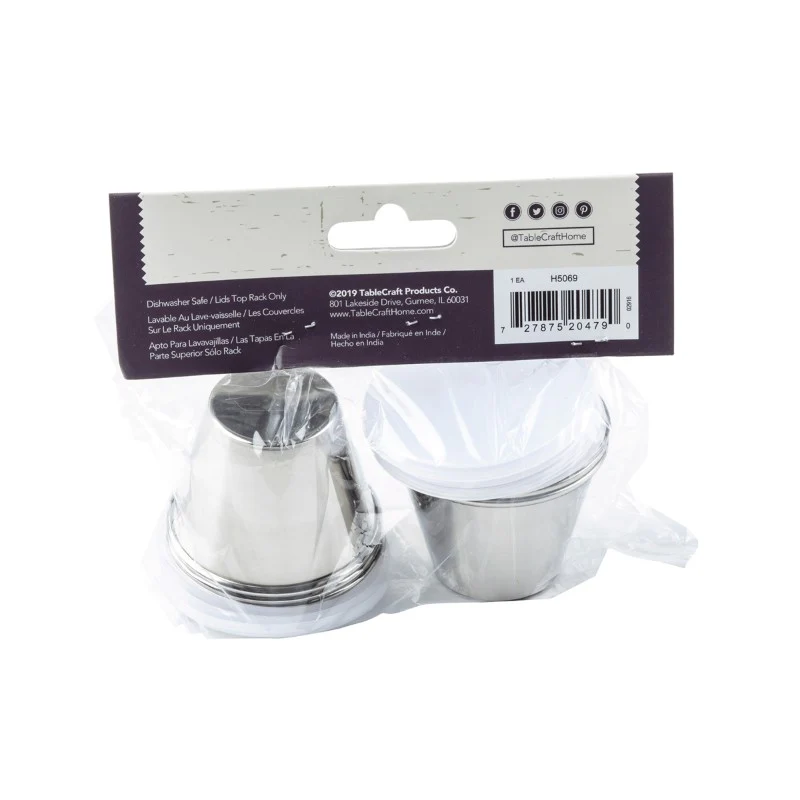 Tablecraft H5069Stainless Steel Ramekin w/ Lid, 2-1/2 oz., Pack of 6 - Image 2