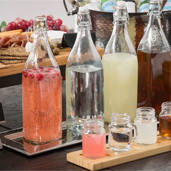 Tablecraft RSB33 Cash & Carry Prima Glass Re-sealable Bottle, 34 oz. - Image 6