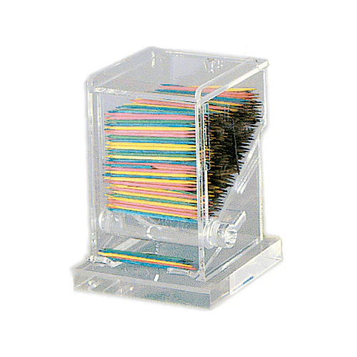 Toothpick Dispenser, 3-5/8" x 3-3/4" x 4-7/8" rectangular, easy lift top, acrylic, clear - Image 2