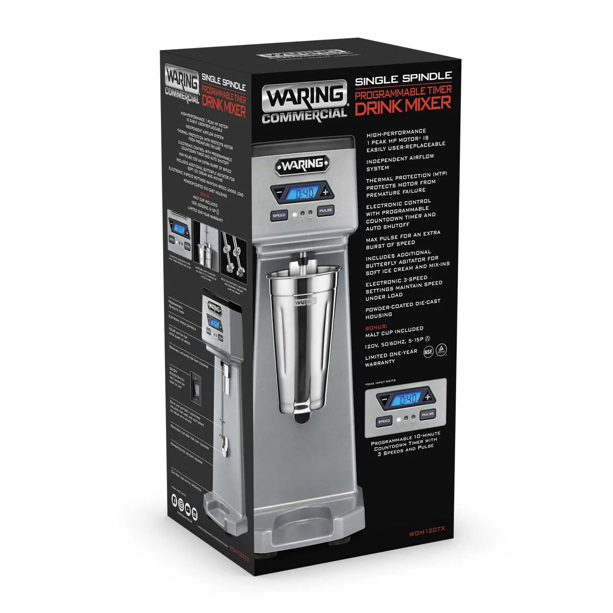 Waring WDM120TX Heavy-Duty Single-Spindle Drink Mixer w/ Timer - Image 6