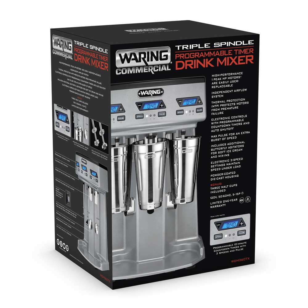 Waring WDM360TX Heavy-Duty Triple-Spindle Drink Mixer w/ Timer - Image 6