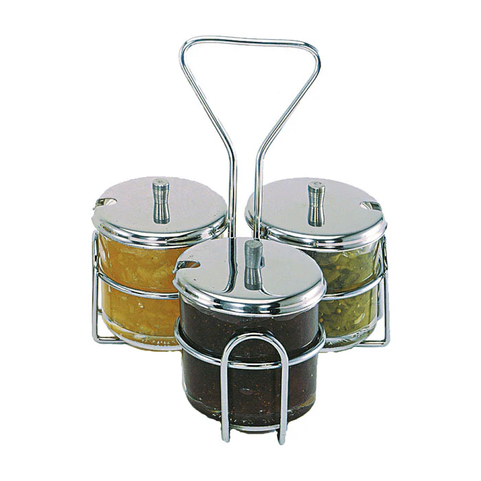 Wire Condiment Jar Holder w/ 3 Holes - Image 4
