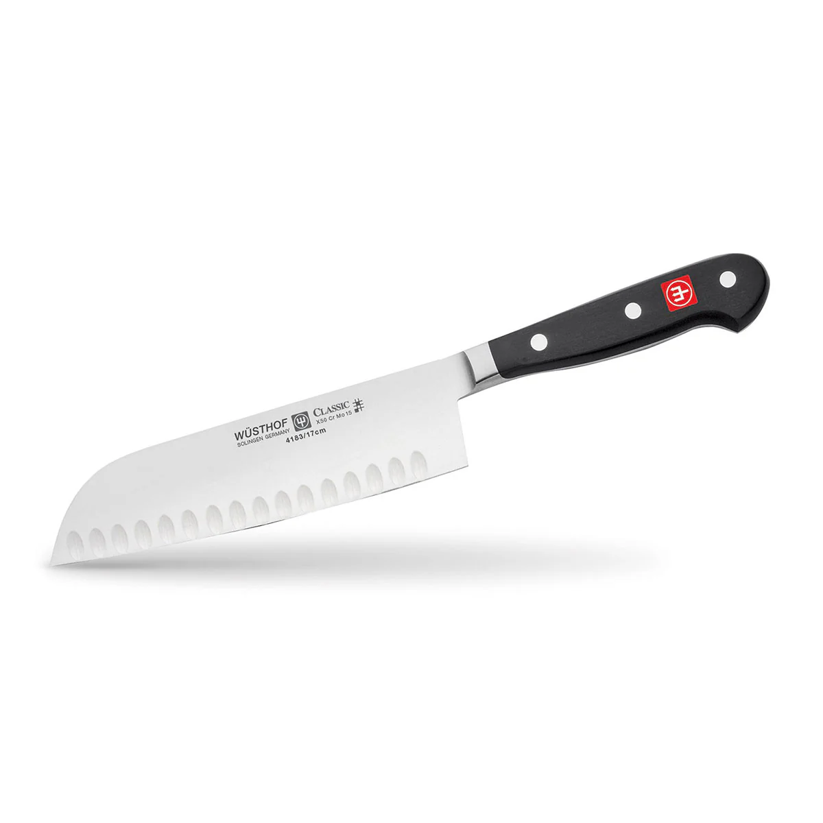 Wüsthof 4183-7 Trident Classic Santoku Knife w/ Hollow Edge, 7" - Image 2